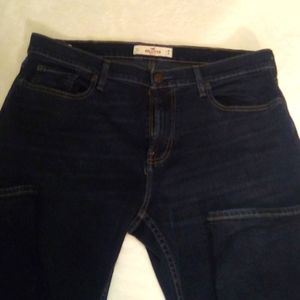 Hollister jeans dark blue men's 36 waist 32 length classic straight leg...nwot